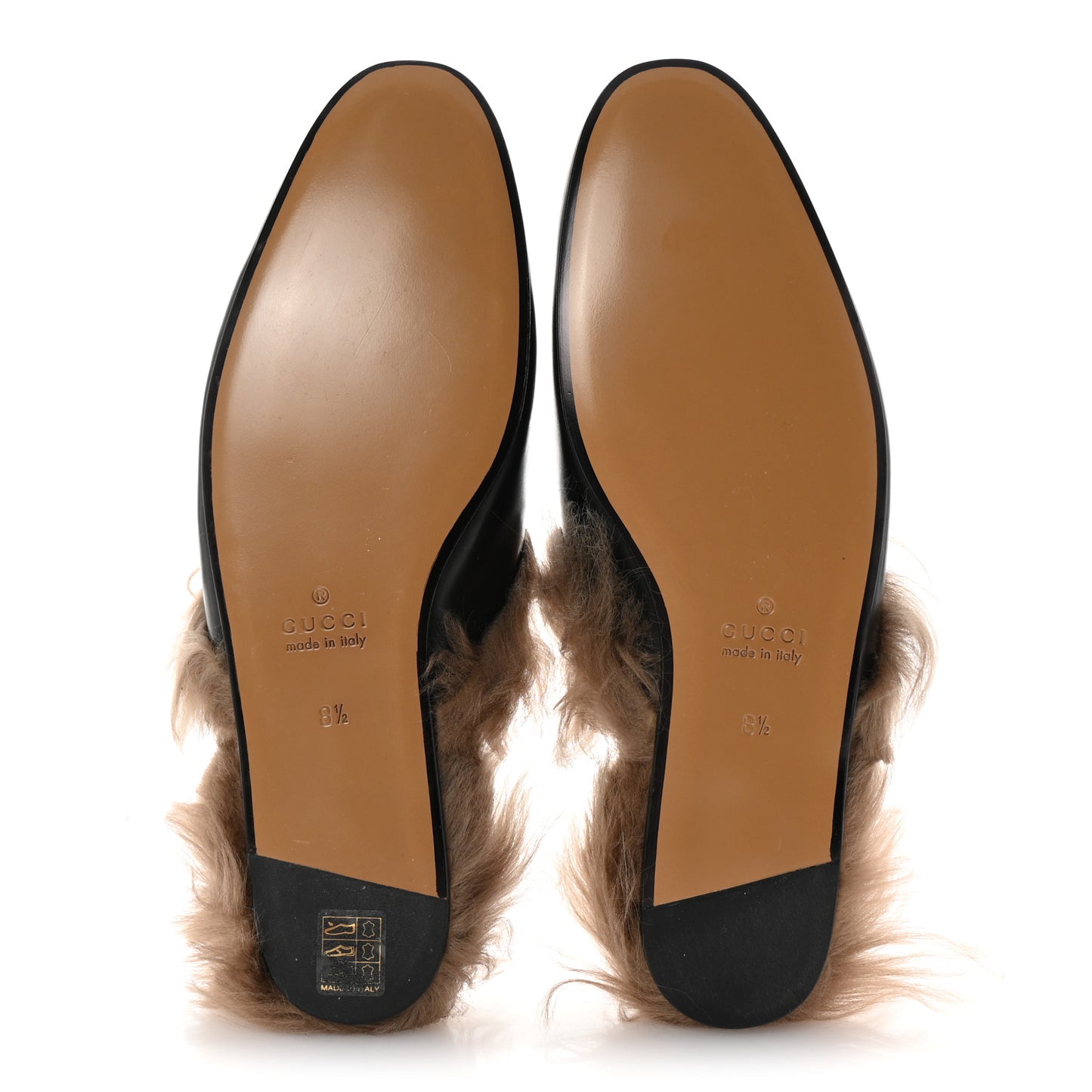 Calfskin Fur Mens Princetown Slippers 8.5 Black
