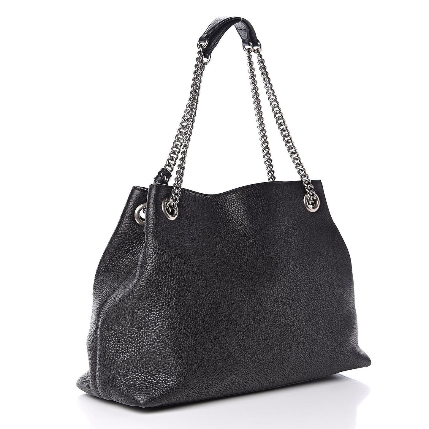 Pebbled Calfskin Studded Medium Soho Chain Shoulder Bag Black