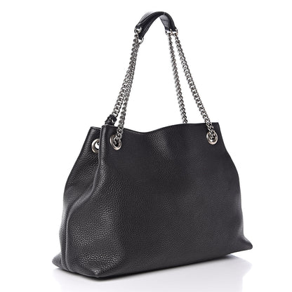 Gucci Pebbled Calfskin Studded Medium Soho Chain Shoulder Bag Black 3 of 10