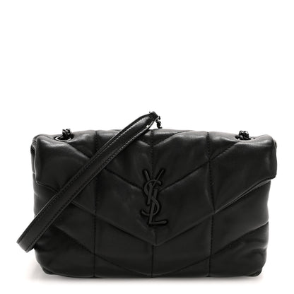 Saint Laurent Lambskin Quilted Toy Loulou Puffer Monogram Monochrome Chain Satchel Black 1 of 13
