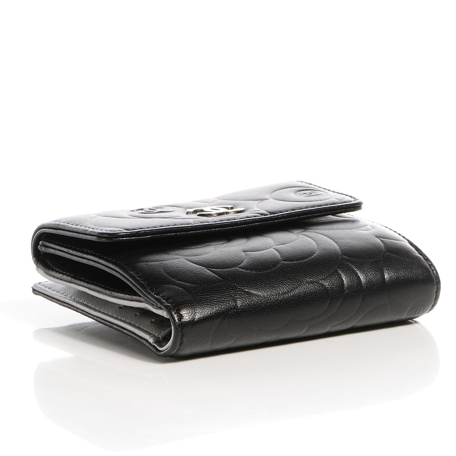 Chanel Lambskin Camellia French Wallet Black 4 of 7