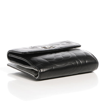 Chanel Lambskin Camellia French Wallet Black 4 of 7