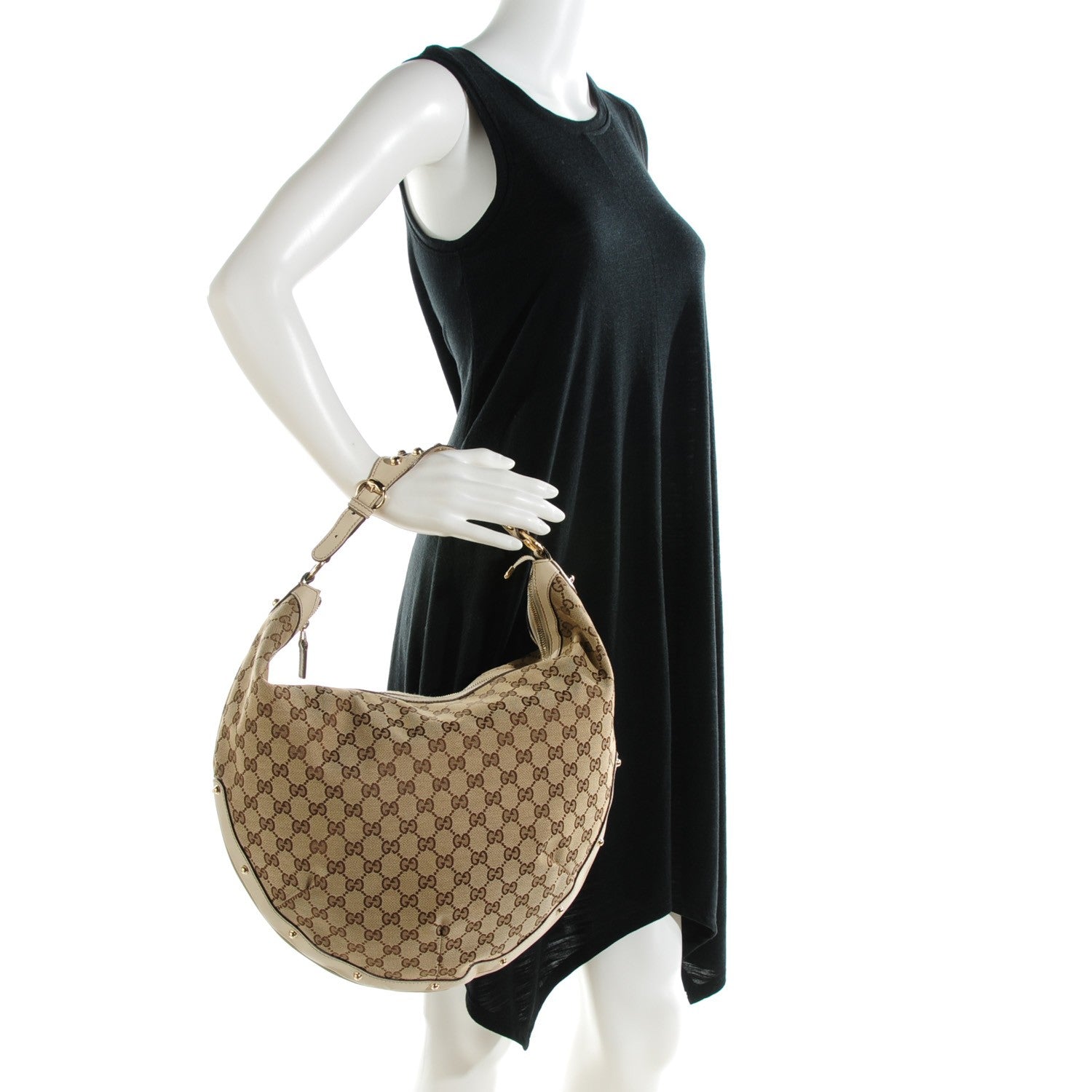 Gucci Monogram Large Studded Hobo Off White 2 of 7