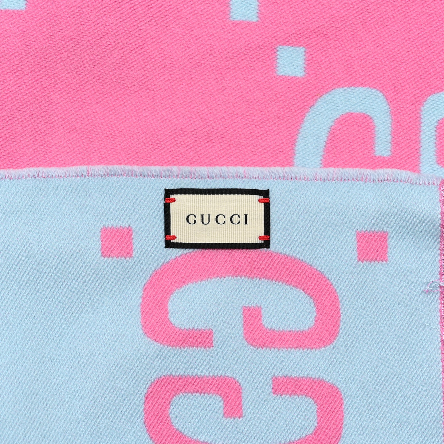 Wool Silk Monogram Jumbo GG Freedom Scarf Roseate Sky Blue