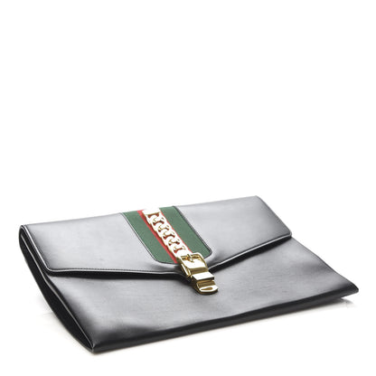 Gucci Calfskin Maxi Sylvie Clutch Black 4 of 8