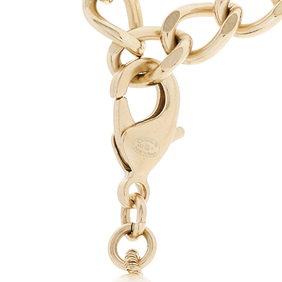Chanel Pearl Crystal Baguette CC Short Necklace Gold 5 of 6