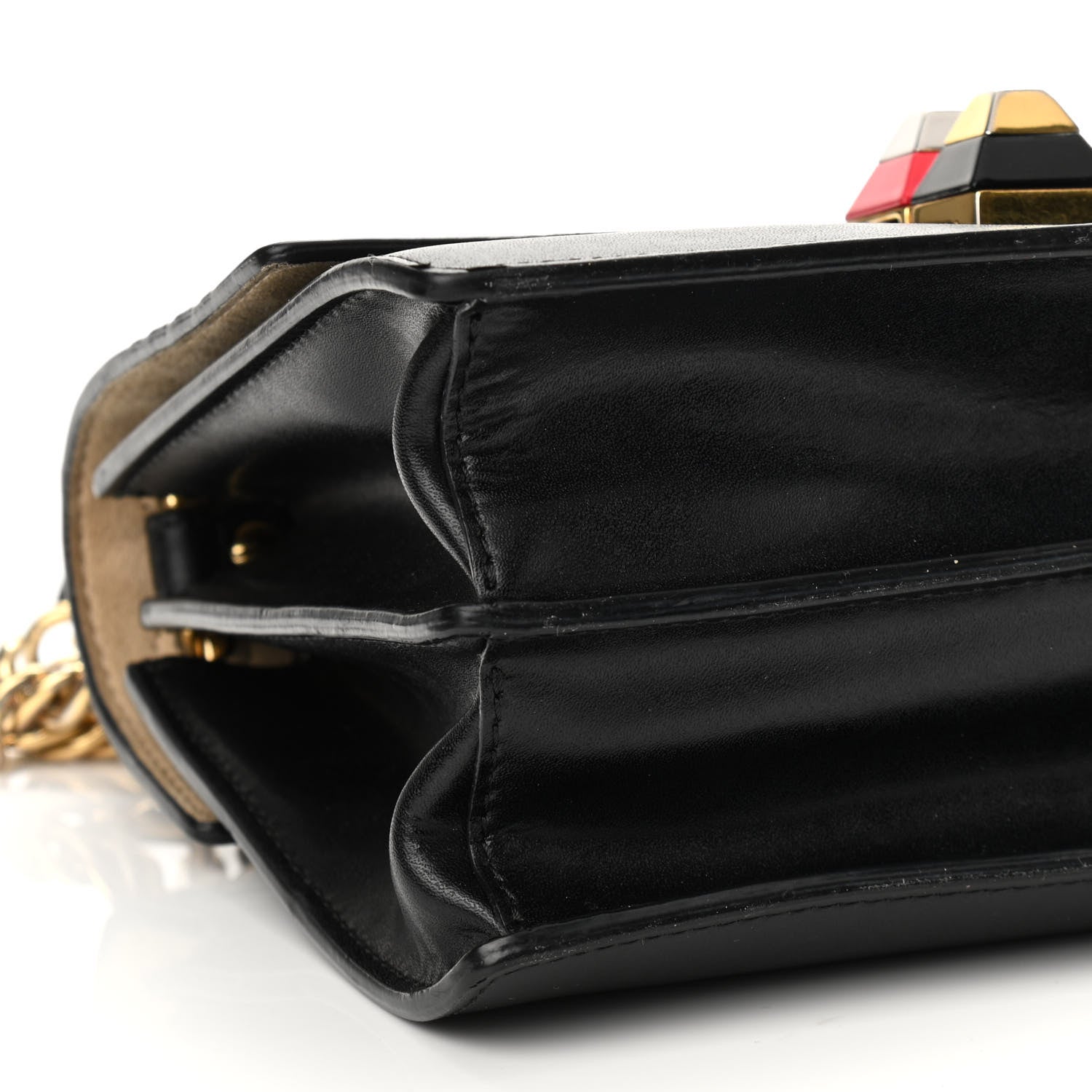Fendi Vitello Liberty Bi-Color FF 1974 Embossed Small Kan I Shoulder Bag Black Maya 8 of 13
