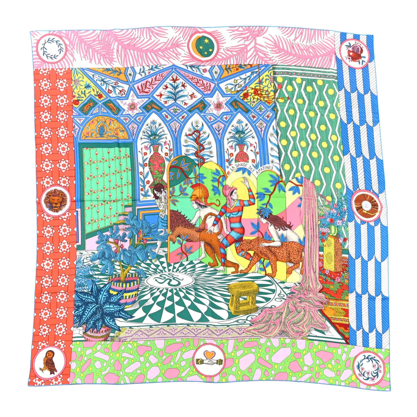 Cashmere Silk La Danse Des Amazones Shawl 140 Rouge Vert Multicolor