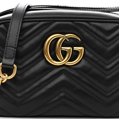 Gucci Calfskin Matelasse Small GG Marmont Chain Shoulder Bag Black 7 of 9