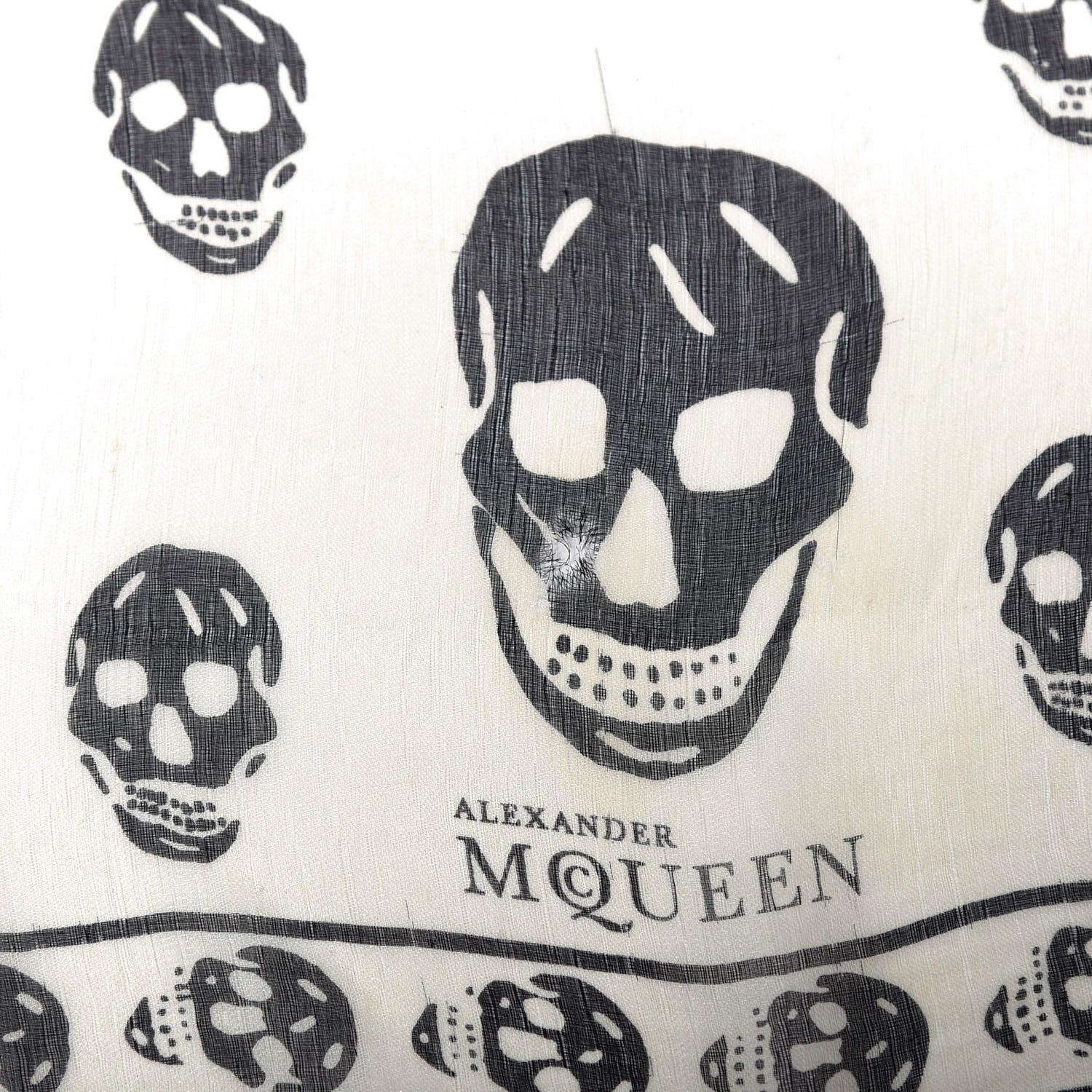Alexander McQueen Silk Chiffon Skull Scarf Ivory Black 4 of 7