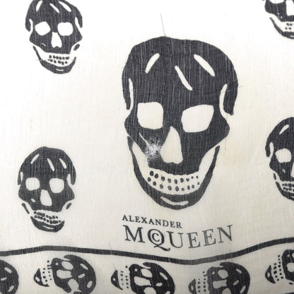 Alexander McQueen Silk Chiffon Skull Scarf Ivory Black 4 of 7