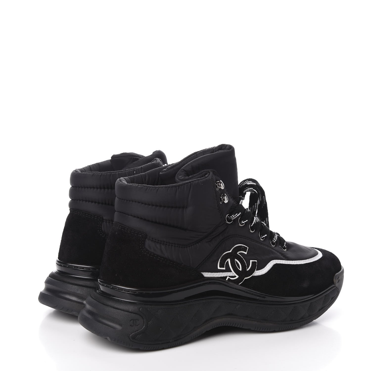 Chanel Fabric Suede Womens CC Sneakers 36.5 Black 4 of 10