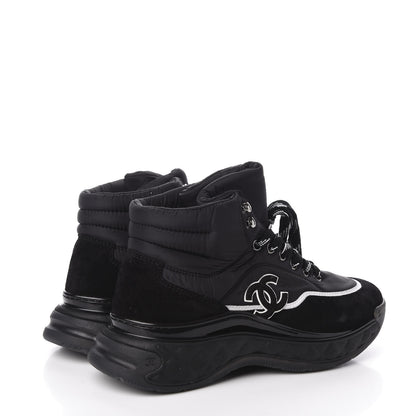 Chanel Fabric Suede Womens CC Sneakers 36.5 Black 4 of 10