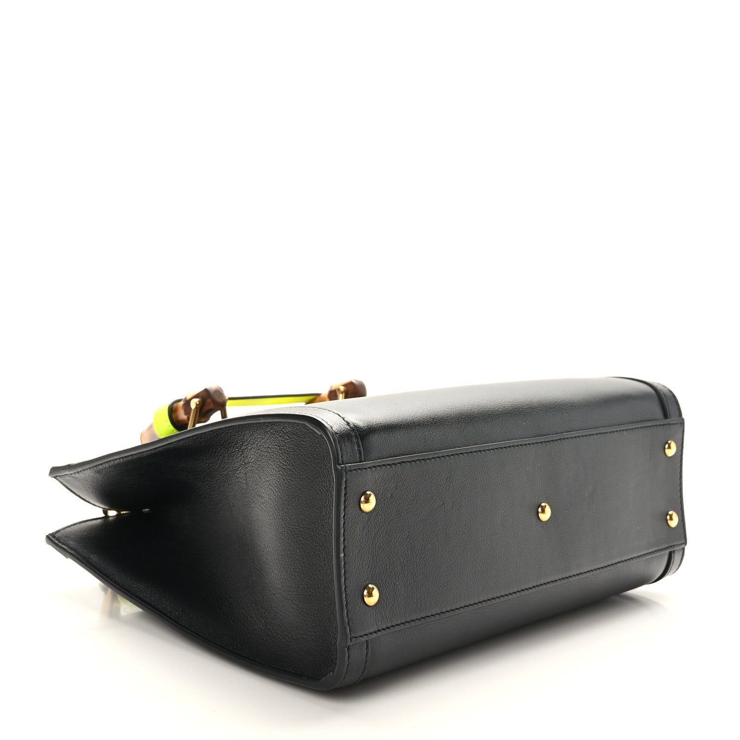 Gucci Calfskin Small Diana Tote Bag Black Yellow Fluo 4 of 9