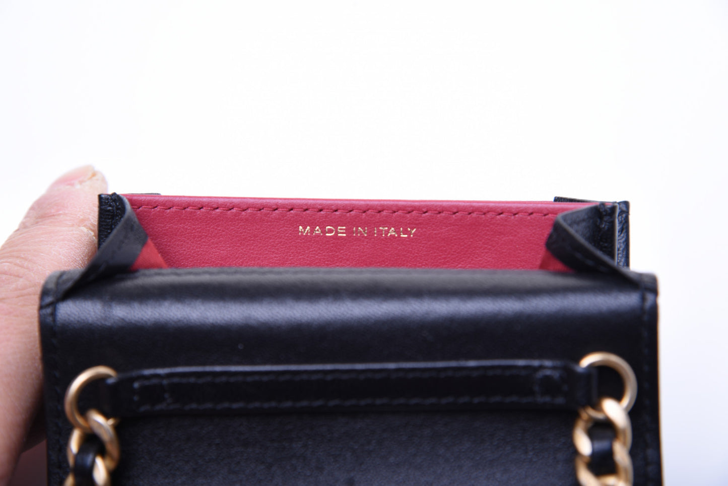 Lambskin Quilted Small Vanity Case With Chain Black