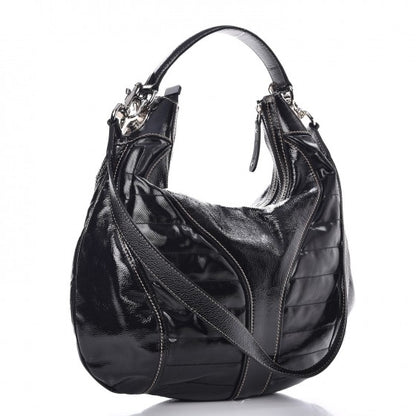 Gucci Patent Calfskin Medium Snow Glam Hobo Black 4 of 10