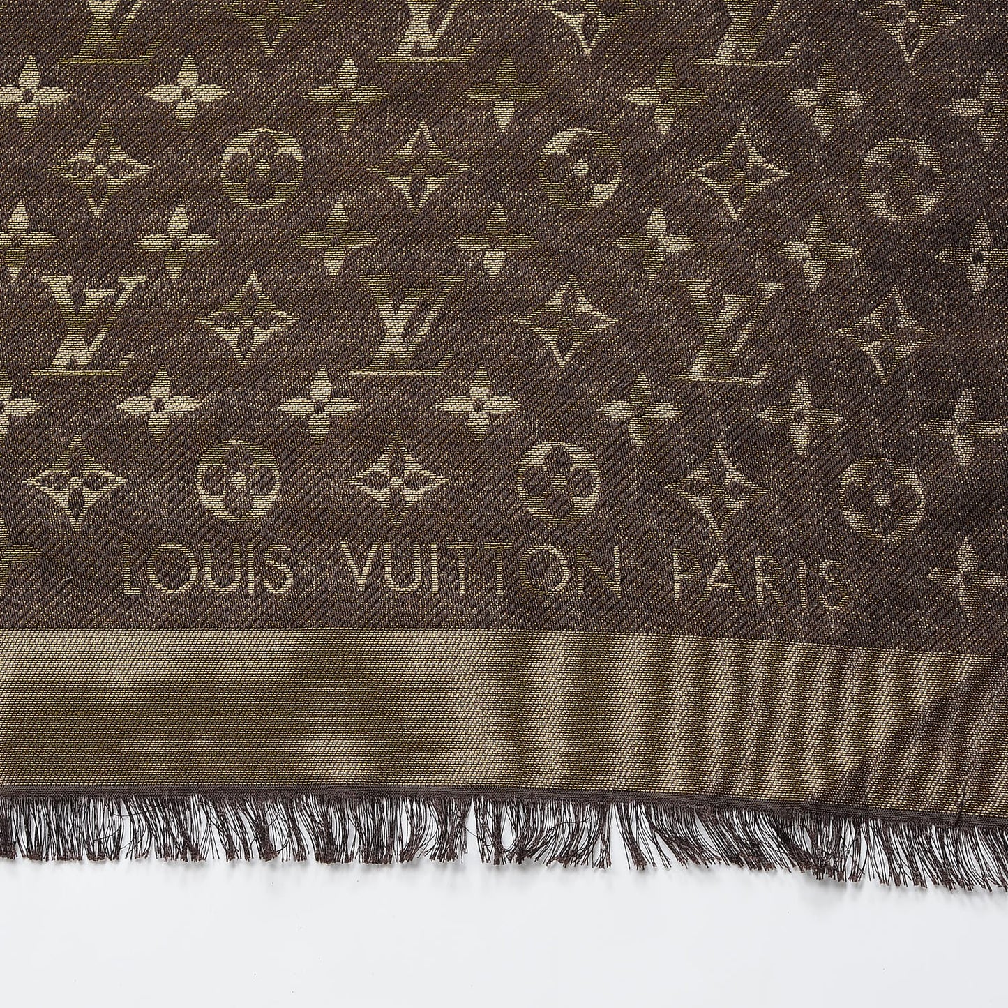 Silk Lurex Wool Monogram Shine Shawl Brown