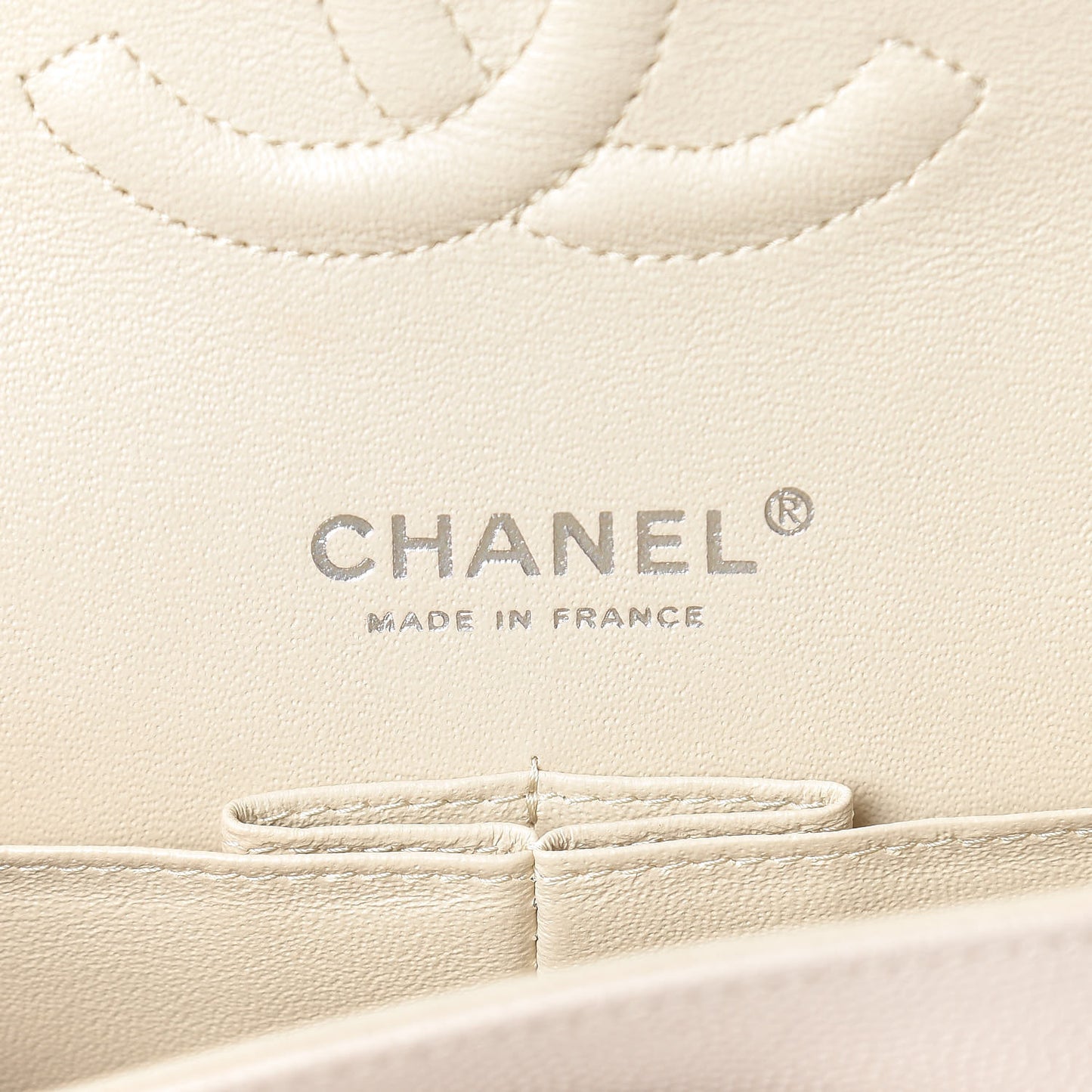 Caviar Quilted Medium Double Flap Light Beige