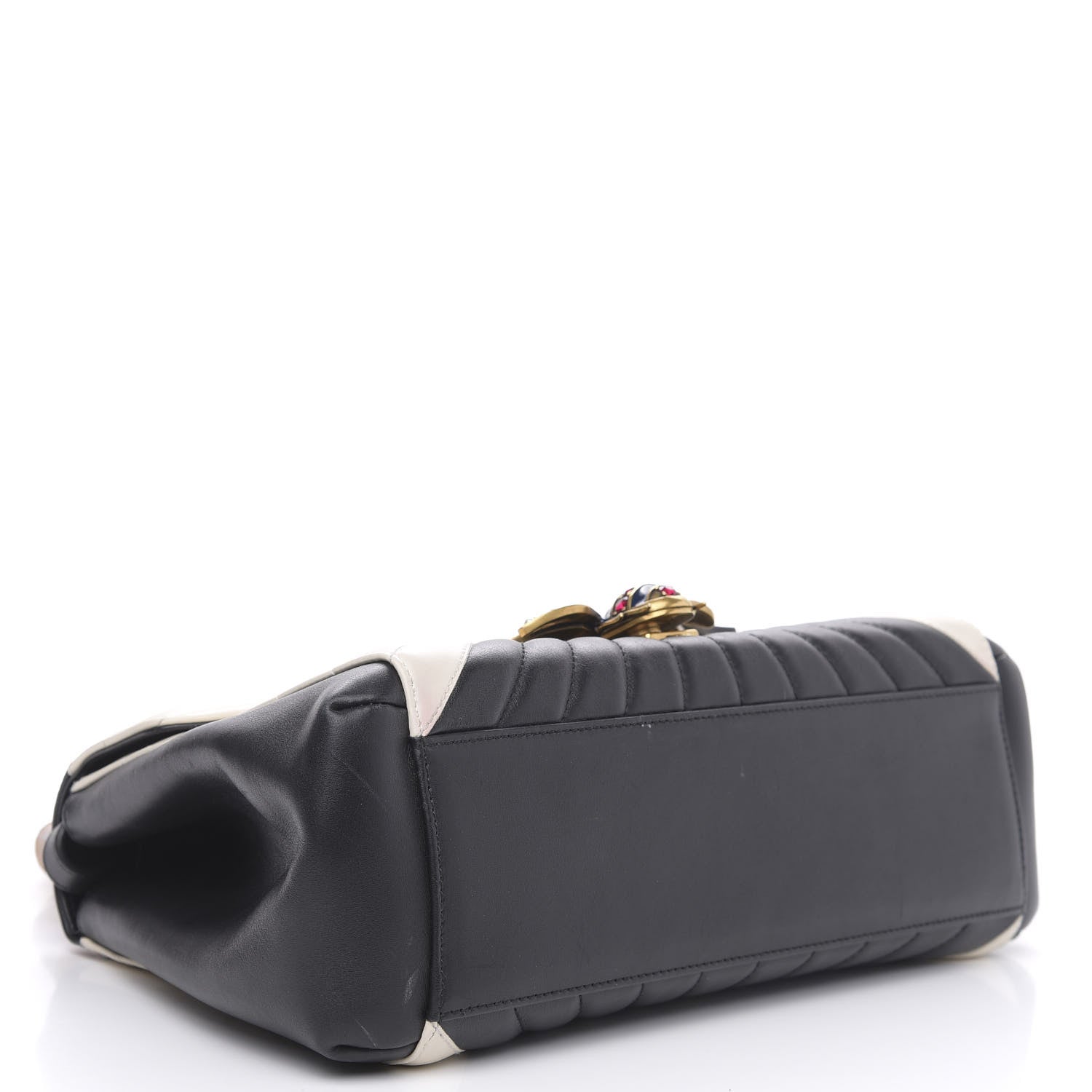 Gucci Calfskin Bamboo Trapuntata Queen Margaret Top Handle Bag Mystic White Black 5 of 15