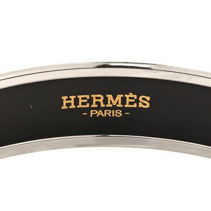 Hermes Enamel Printed Wide Caleche Bracelet 70 Gris Macadam 4 of 5