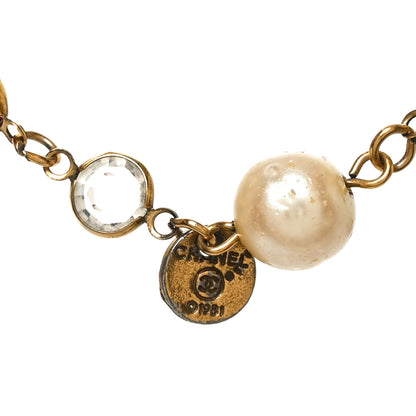 Chanel Crystal Pearl Chicklet Sautoir Necklace Red Gold 4 of 4