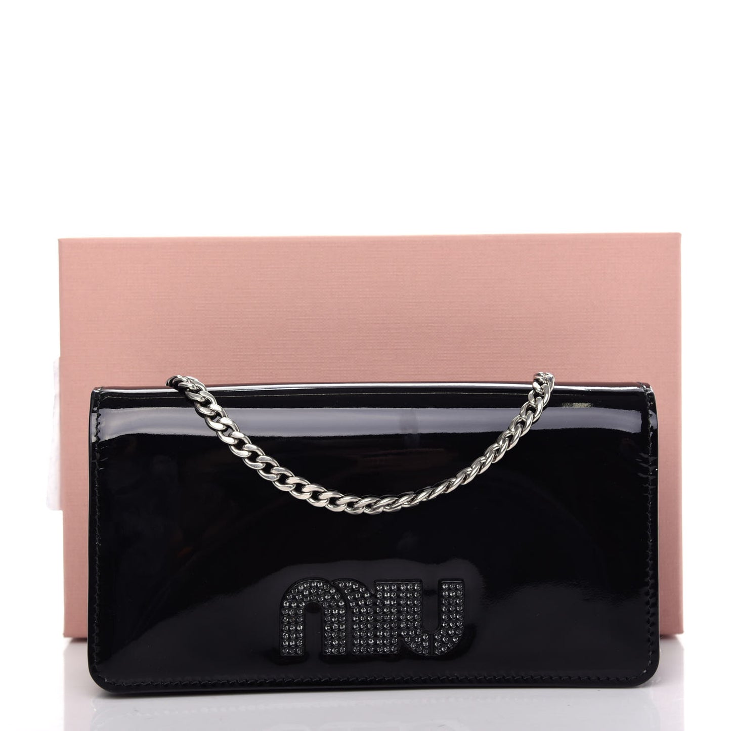 Vernice Crystal Logo Crossbody Black