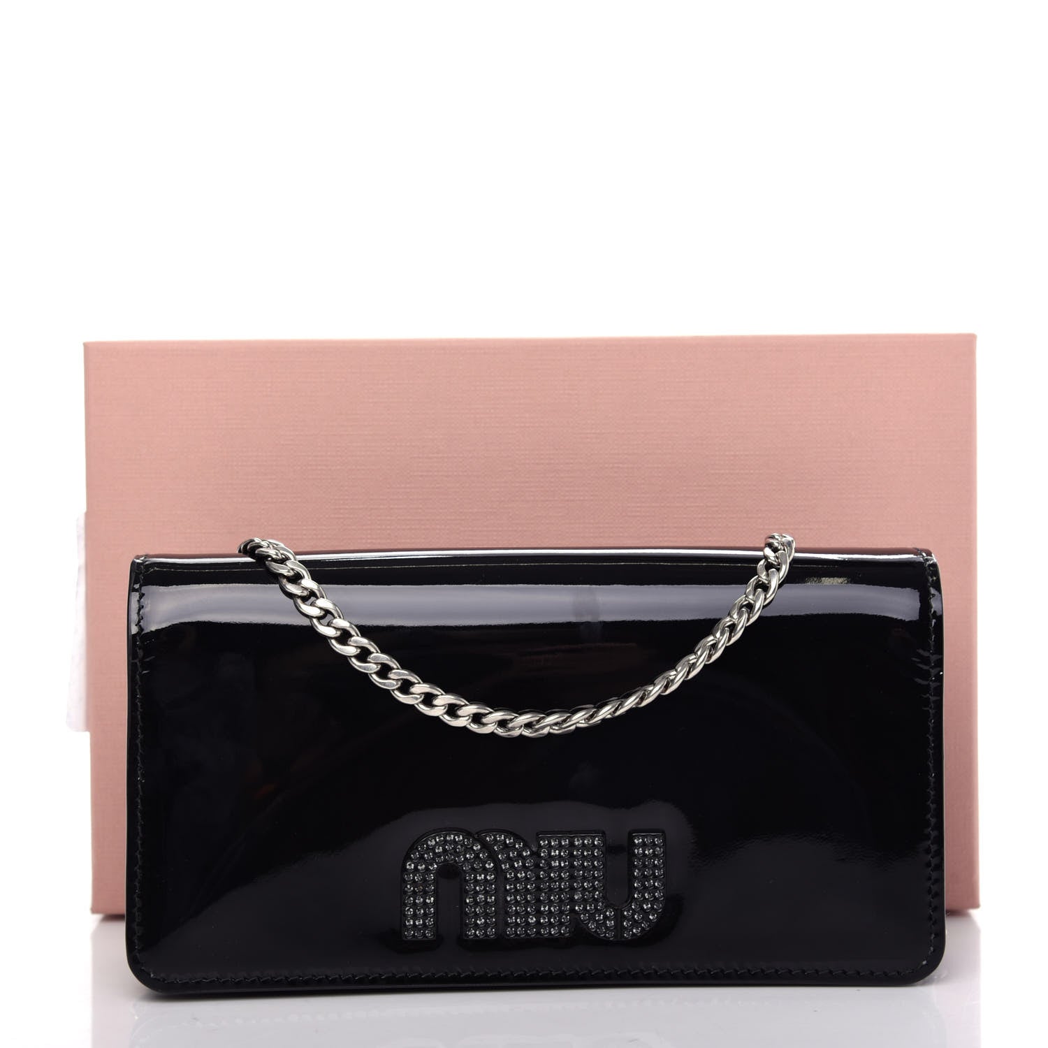 Miu Miu Vernice Crystal Logo Crossbody Black 11 of 11