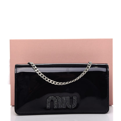 Miu Miu Vernice Crystal Logo Crossbody Black 11 of 11