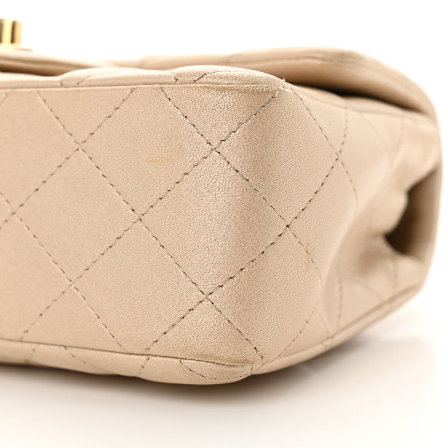 Chanel Iridescent Calfskin Quilted Mini Rectangular Flap Beige 10 of 14