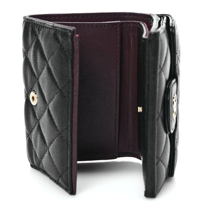 Chanel Caviar Quilted Tri-Fold Flap Wallet Black 5 of 7