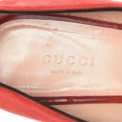Gucci Kid Scamosciato GG Marmont Fringe 50mm Loafer Pumps 38 Vulcanic Red 9 of 12