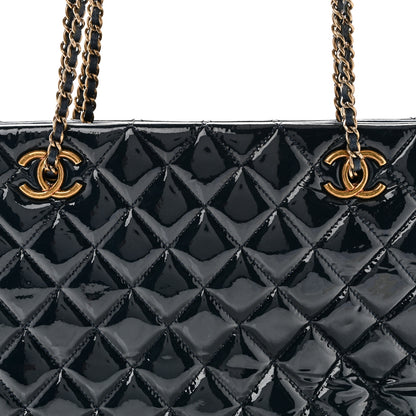 Chanel Patent Goatskin Quilted Small CC Eyelet Tote Blue 8 of 10