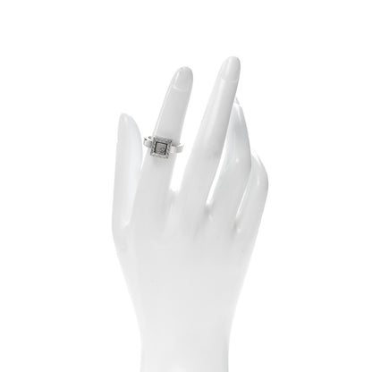 Chopard 18K White Gold Diamond Happy Diamond Square Pave Ring 53 6.25 2 of 6