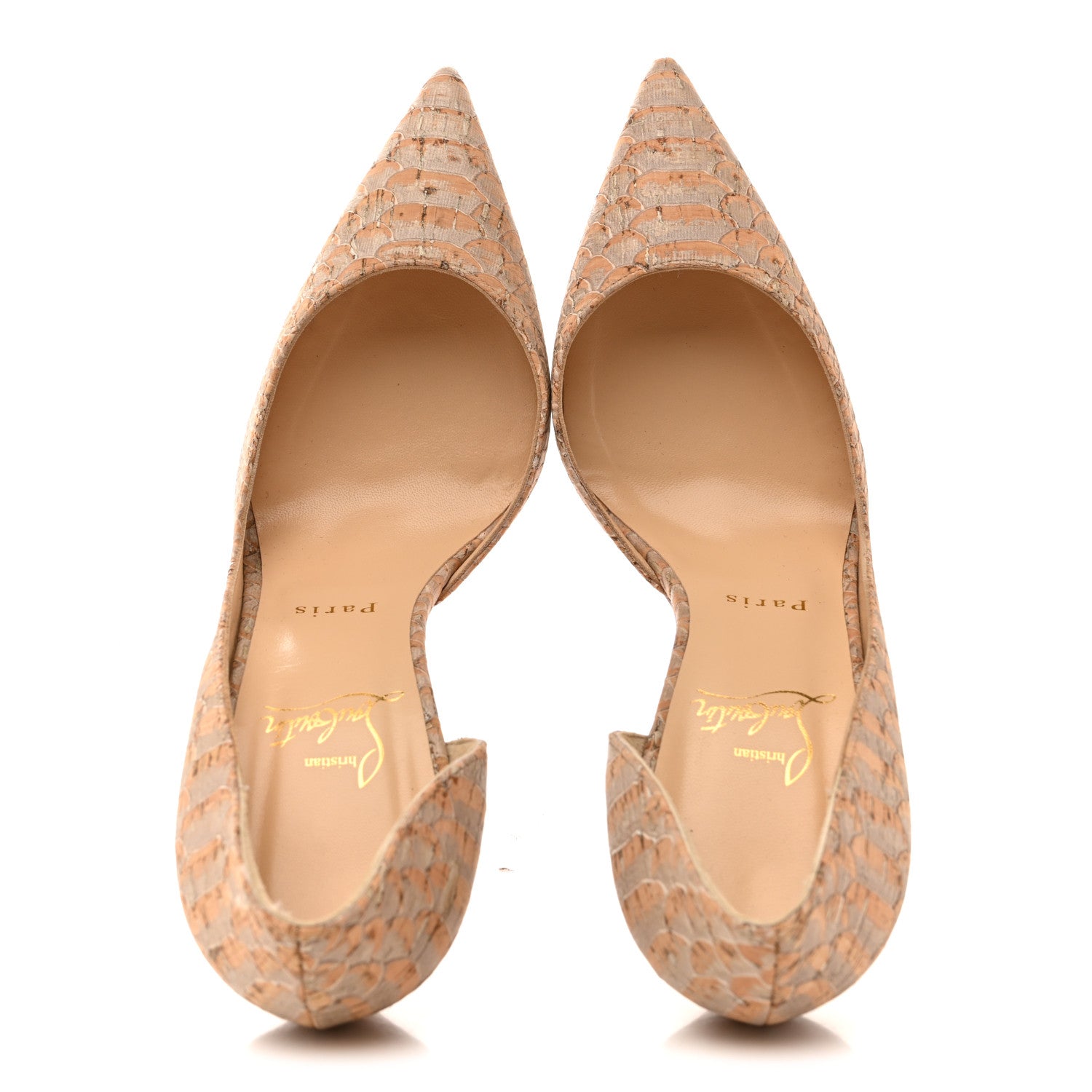 Christian Louboutin Liege Embossed Iriza 100 Pumps 39 Beige 2 of 11