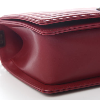 Chanel Calfskin Chevron Quilted Medium Boy Flap Dark Red 7 of 9