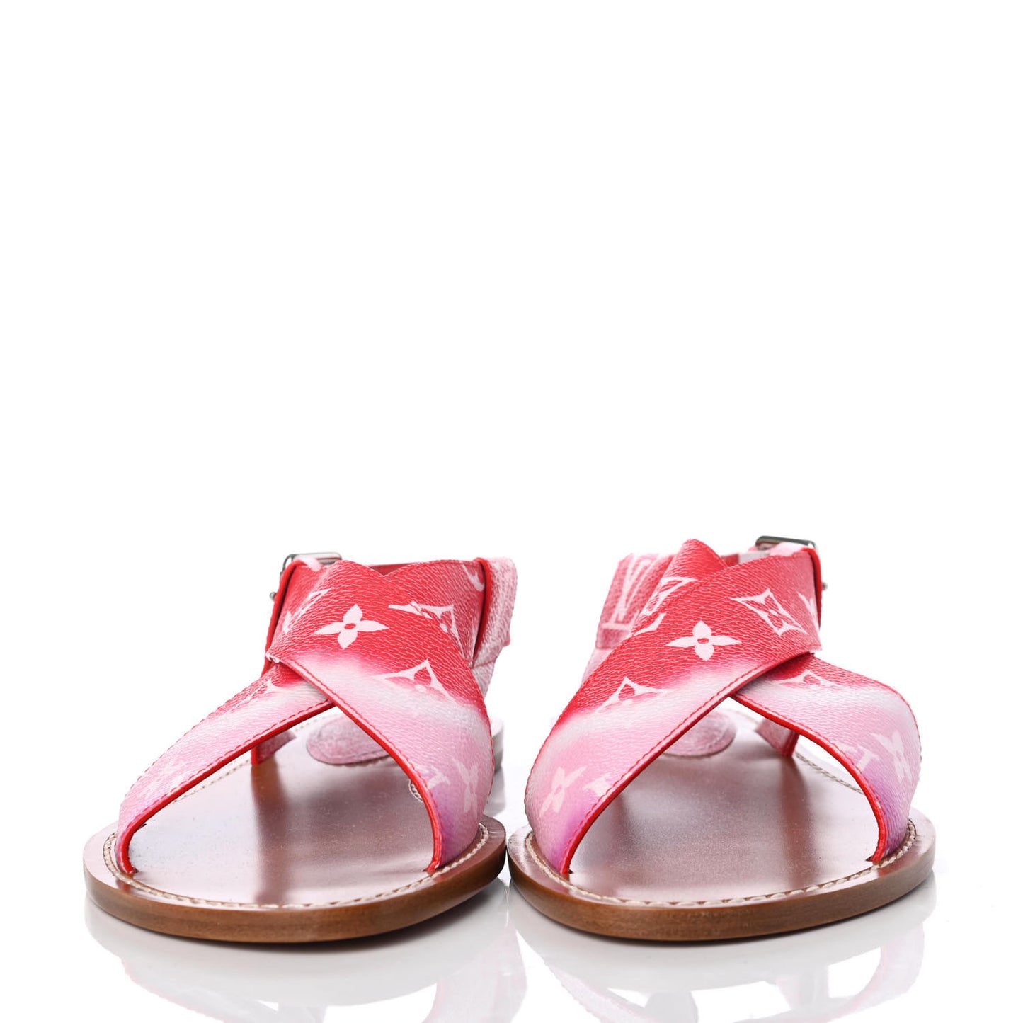 Monogram Escale Palma Flat Sandals 37.5 Rouge
