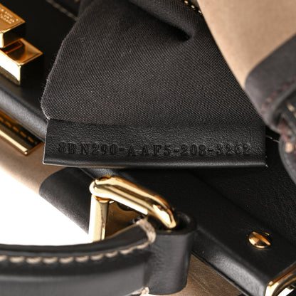 Fendi Vitello Nabuk Seta Pequin Medium Peekaboo Iconic Satchel Tobacco Moro Ebano 7 of 10