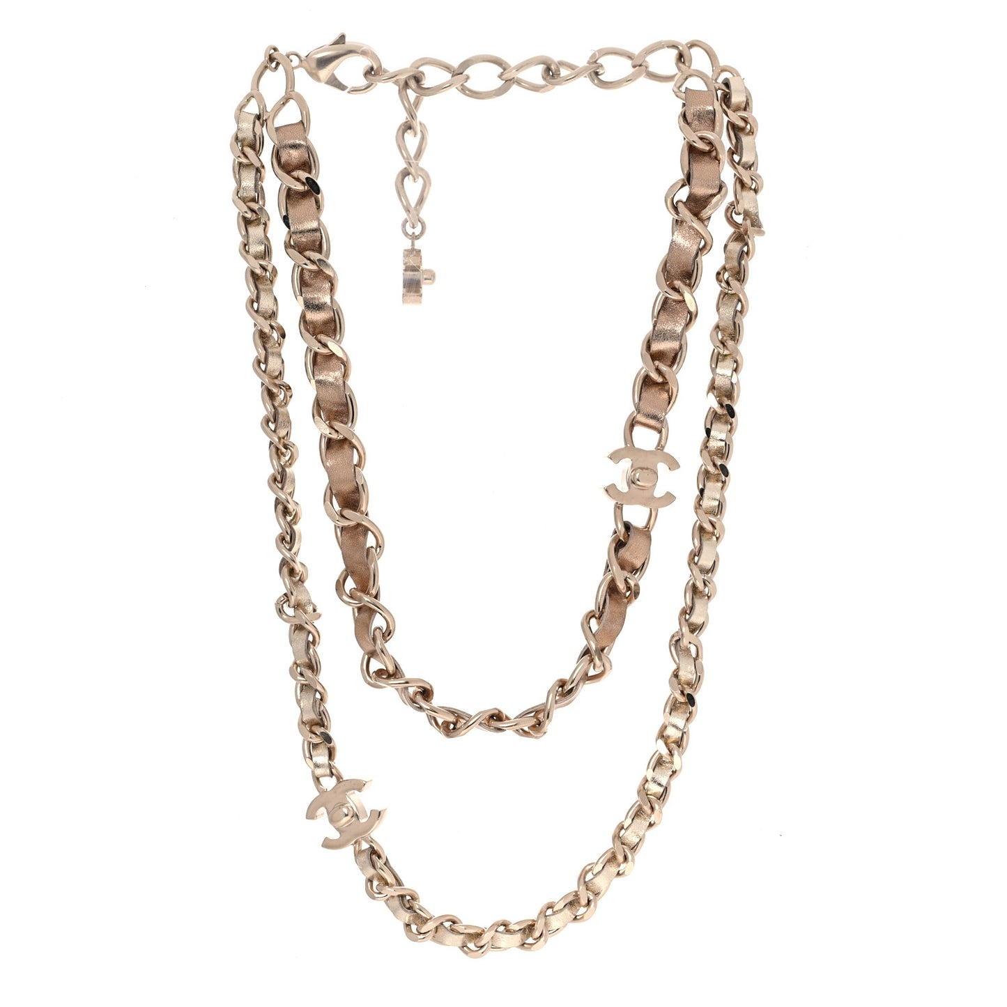 Lambskin CC Turnlock Necklace Gold