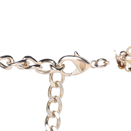 Chanel Glazed Calfskin Pearl CC Chain Necklace Black Gold 4 of 5