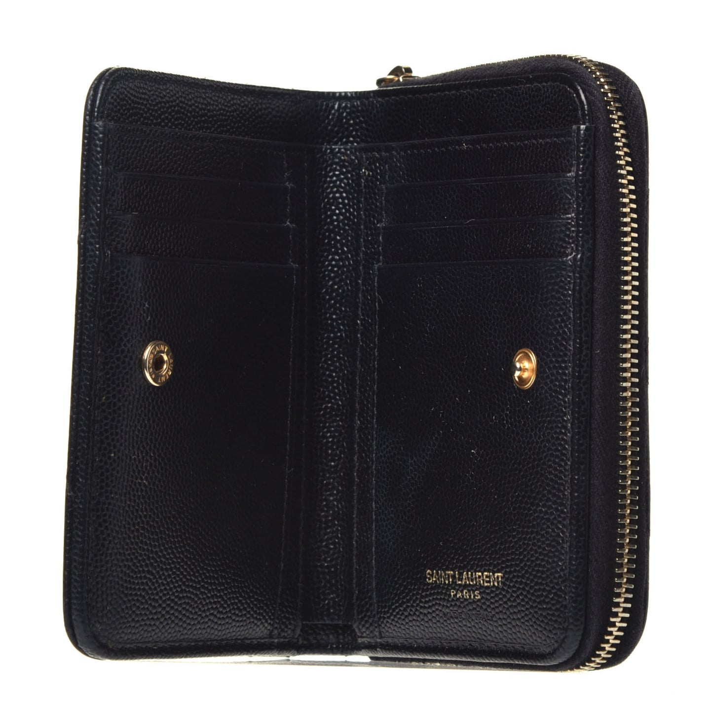 Grain De Poudre Matelasse Chevron Monogram Compact Zip Around Wallet Black