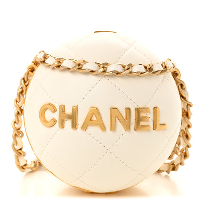 Chanel Lambskin CC Sphere Minaudiere Chain Clutch White 1 of 10