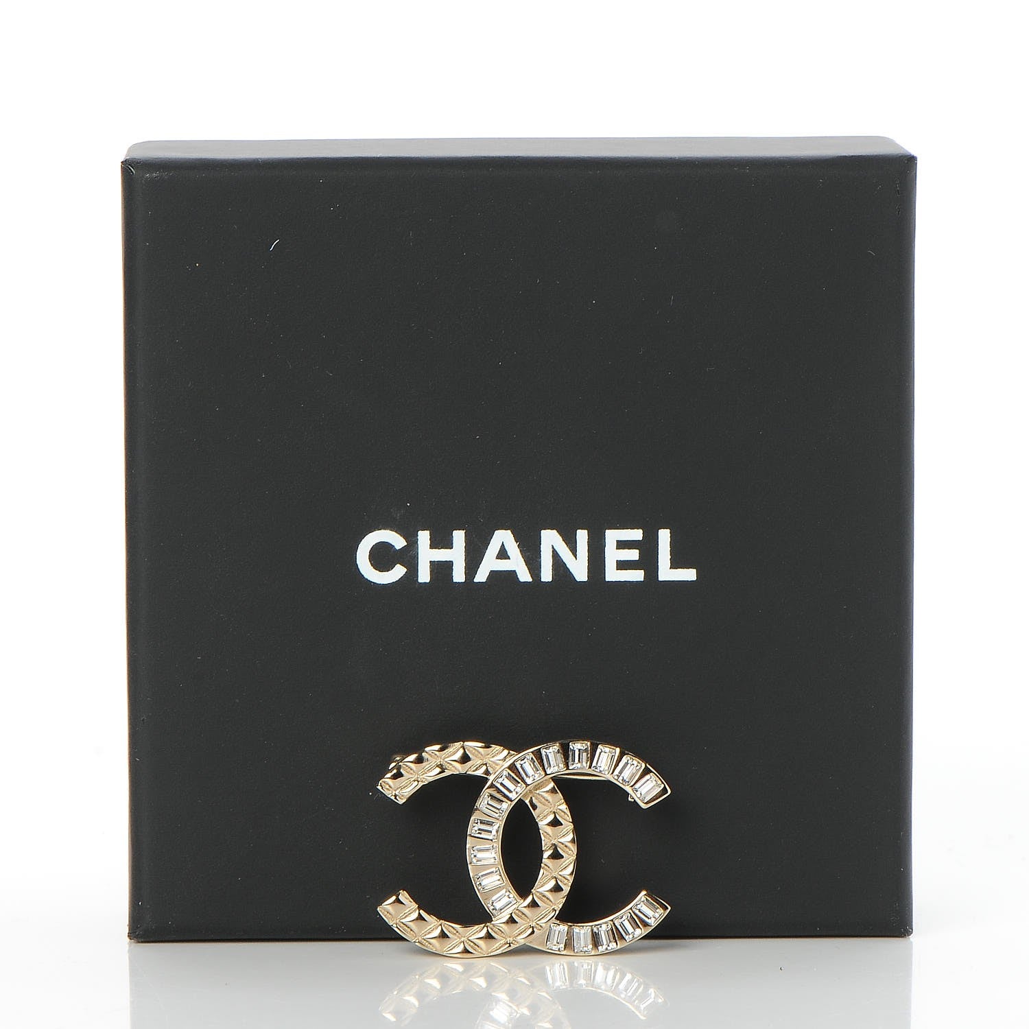 Chanel Baguette Crystal Quilted CC Brooch Gold 6 of 6
