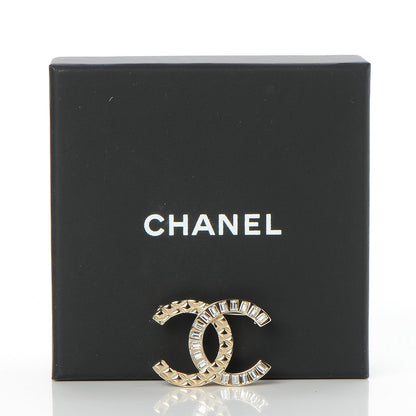 Chanel Baguette Crystal Quilted CC Brooch Gold 6 of 6