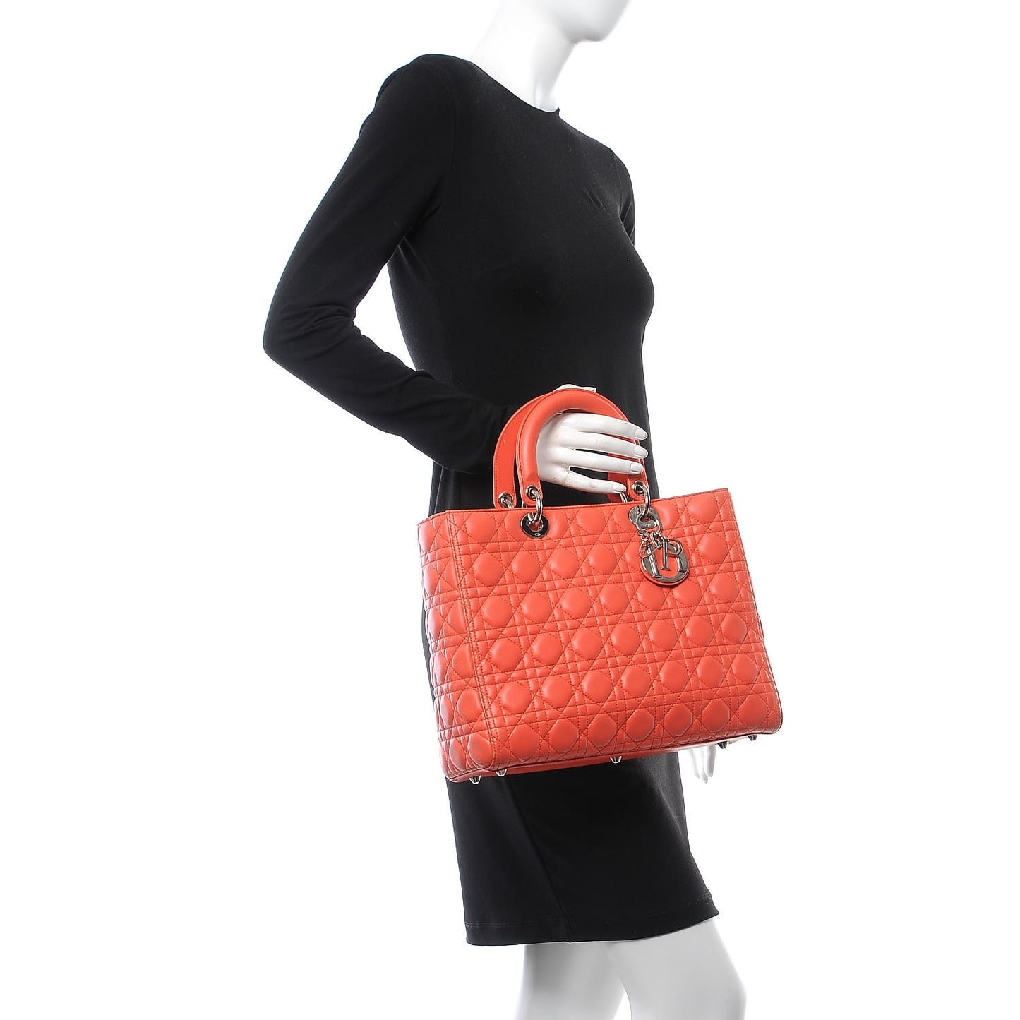 Lambskin Cannage Large Lady Dior Coral