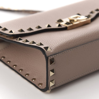 Valentino Garavani Pebbled Calfskin Medium Rockstud Flip Lock Crossbody Bag Poudre 6 of 9