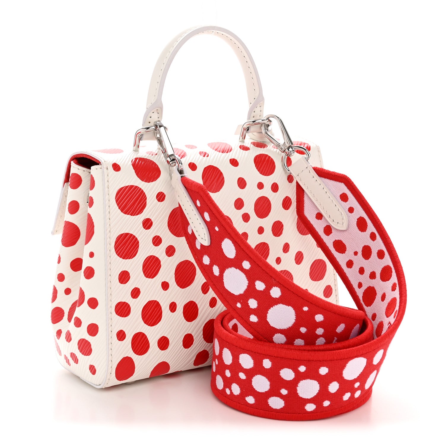Louis Vuitton LV X YK Monogram Kusama Epi Cluny Mini White Red 3 of 13