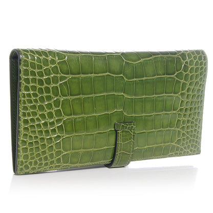 Hermes Alligator Bearn H Wallet Vert Benghal 3 of 8