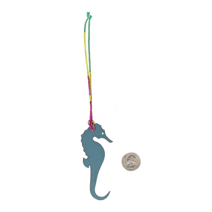 Hermes Togo Epsom Petit H Seahorse Bag Charm Capucine Blue Jean 2 of 4