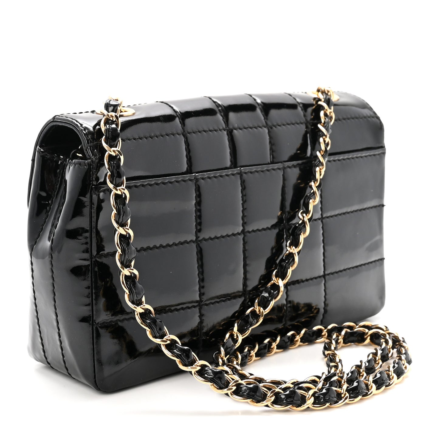 Patent Medium Chocolate Bar Flap Black