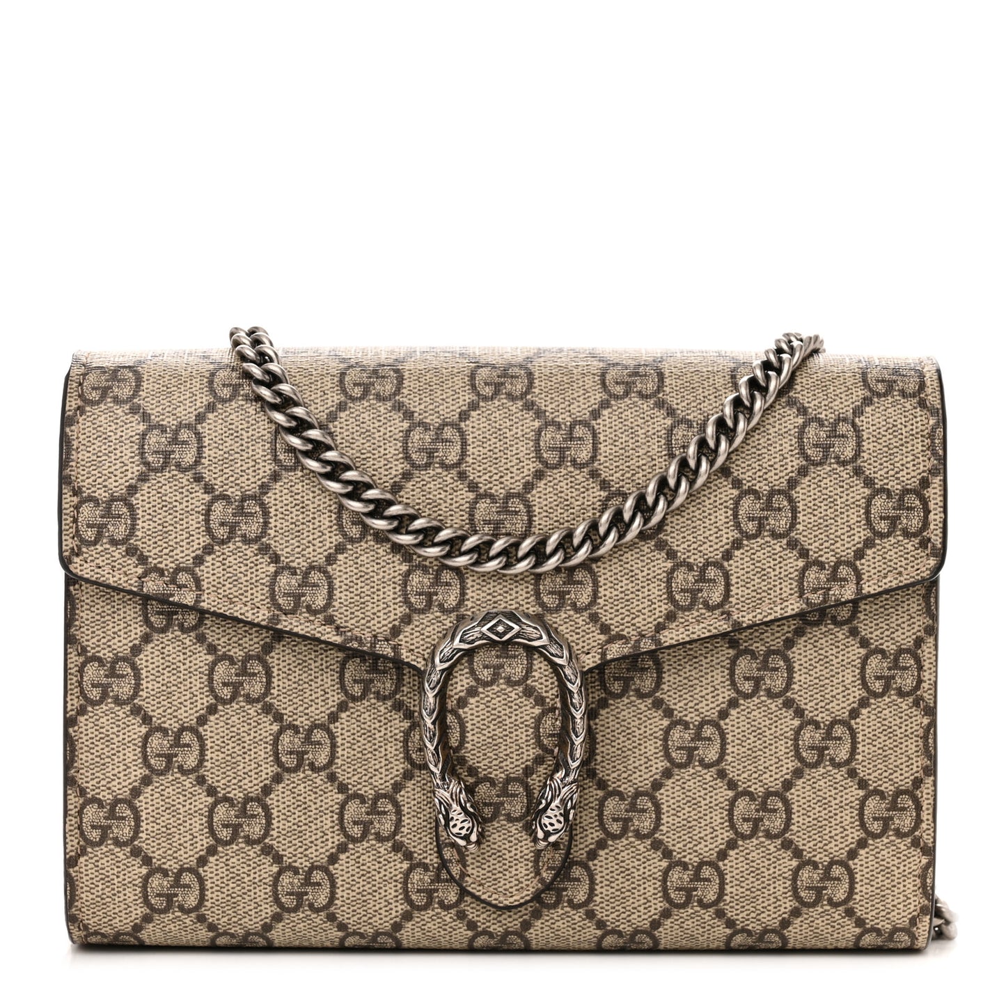 GG Supreme Monogram Mini Dionysus Chain Wallet Beige Taupe